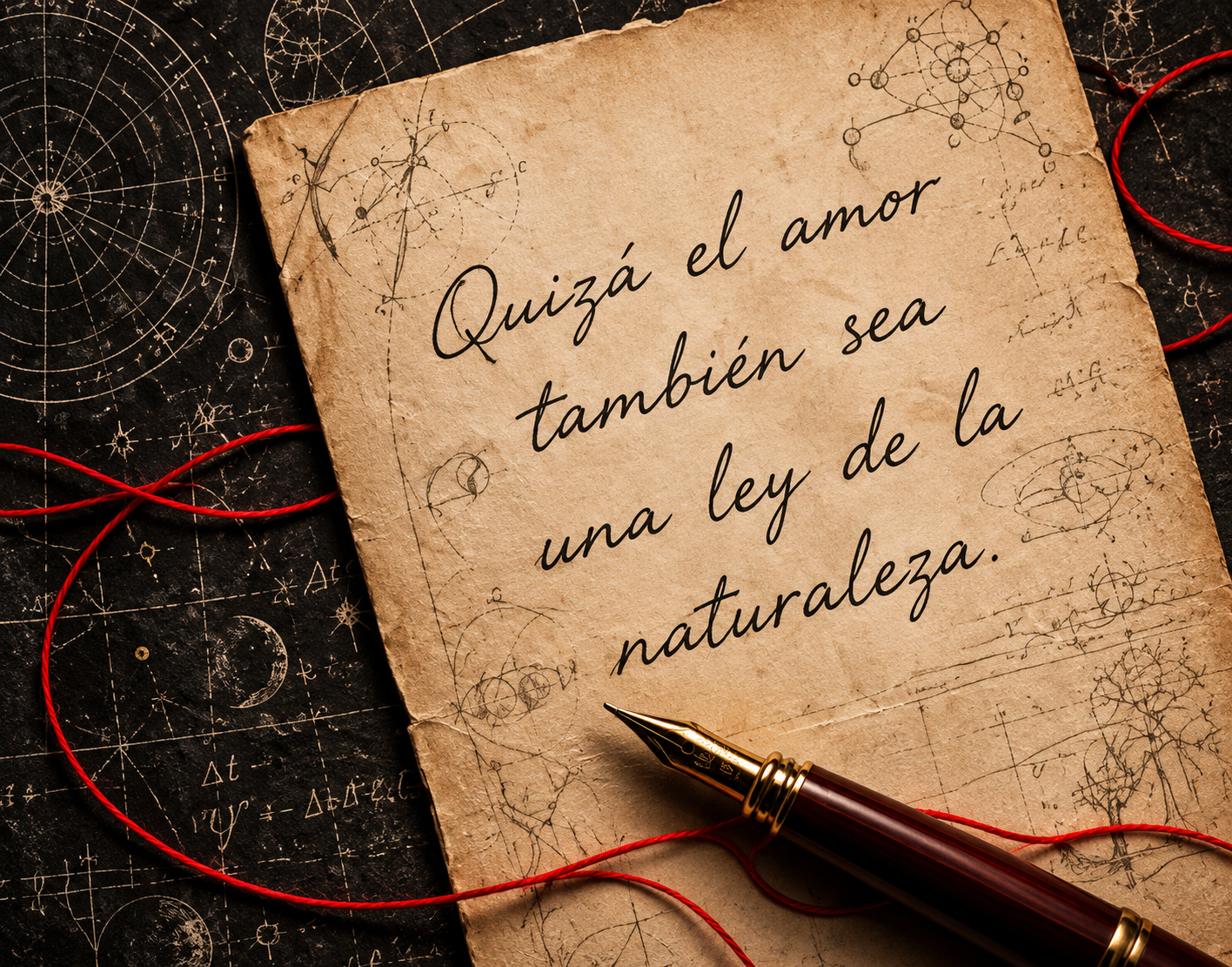 Hoja con una reflexión sobre el amor y la ciencia